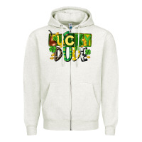 Oatmeal Heather Lucky dude  St. Patrick's Day Zipper Hoodie - CowGirlArtShop