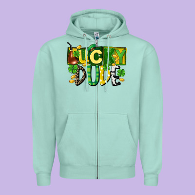 Lucky Dude  St. Patrick's Day Zipper Hoodie Designed By Cowgirlartshop