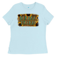 Baby Blue Sunflower Leopard Mama Tried Ladies Tee - Jasminsmagicworld