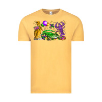 Vintage Mustard mardi gras pelican alligator and crawfish Vintage Tee - LillyAllenDesigns