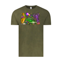 Vintage Olive mardi gras pelican alligator and crawfish Vintage Tee - LillyAllenDesigns