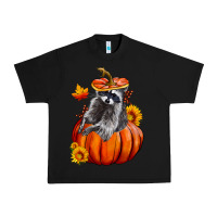 Black Fall Pumpkin Raccoon Urban Heavy Tee - LillyAllenDesigns