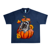 Navy Fall Pumpkin Raccoon Urban Heavy Tee - LillyAllenDesigns