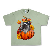 Oil Green Fall Pumpkin Raccoon Urban Heavy Tee - LillyAllenDesigns