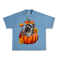 Pebble Blue Fall Pumpkin Raccoon Urban Heavy Tee - LillyAllenDesigns