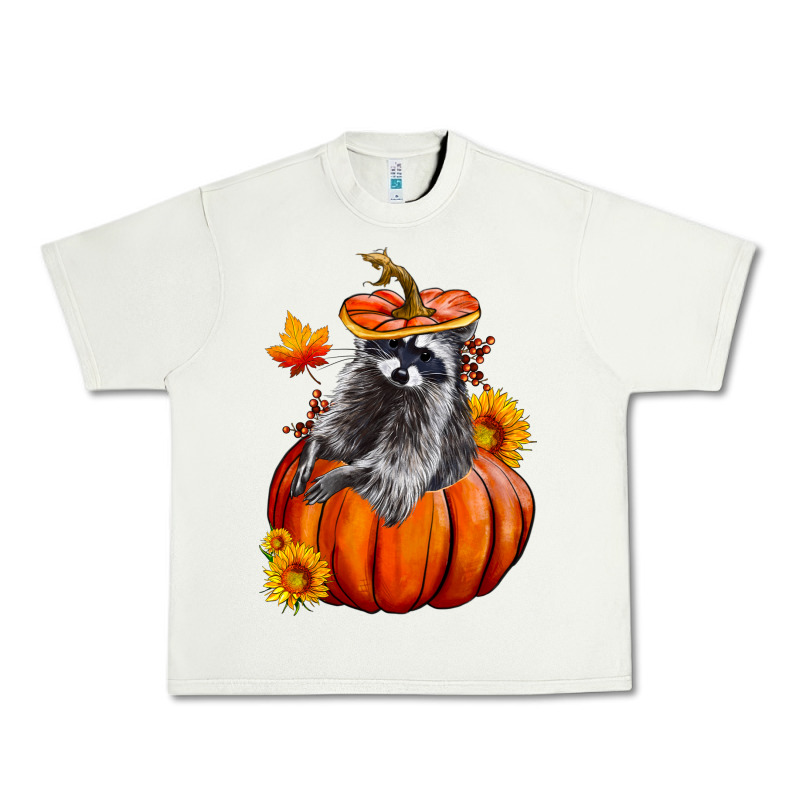 Fall Pumpkin Raccoon Urban Heavy Tee by LillyAllenDesigns | Teevron