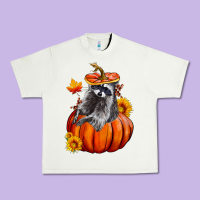 Fall Pumpkin Raccoon Urban Heavy Tee Designed By Lillyallendesigns