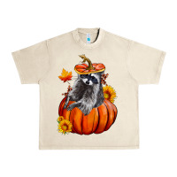 Sandshell Fall Pumpkin Raccoon Urban Heavy Tee - LillyAllenDesigns