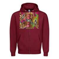 Burgundy Colorful leopard lightning bolt tumbler mother's Zipper Hoodie - HowdyJamesFarm