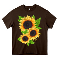 Chocolate Brown treetops sunflower Heavy Core Tee - LillyAllenDesigns