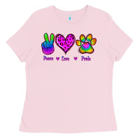 Bubblegum Pink Peace Love Pride Ladies Tee - Jasminsmagicworld