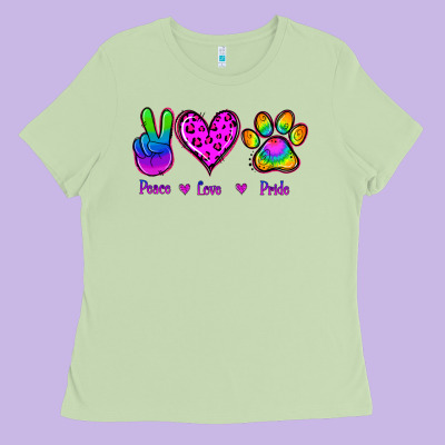 Peace Love Pride Ladies Tee Designed By Jasminsmagicworld