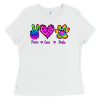 White Peace Love Pride Ladies Tee - Jasminsmagicworld