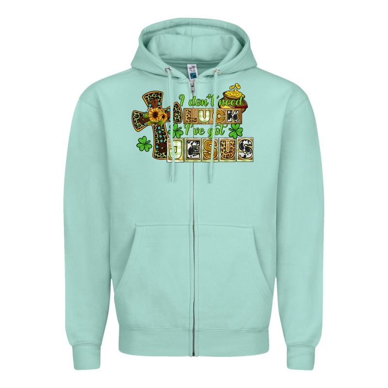 I Dont Need Luck Ive Got Jesus Zipper Hoodie by CowGirlArtShop | Teevron