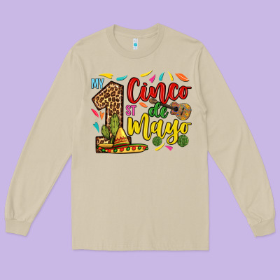 My First Cinco De Mayo Long Sleeve Tee Designed By Ranaportraitstore