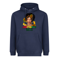 Navy juneteenth 1865 black woman Heavyweight Hoodie - FaDigitalArtStudio