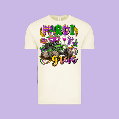 Mardi Gras Monster Truck Vintage Tee Designed By Lillyallendesigns