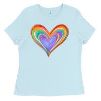 Baby Blue Watercolor Pride Heart Ladies Tee - Jasminsmagicworld