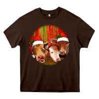 Chocolate Brown Christmas Cow, Heavy Core Tee - Jasminsmagicworld