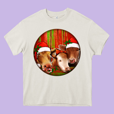 Christmas Cow, Heavy Core Tee Designed By Jasminsmagicworld