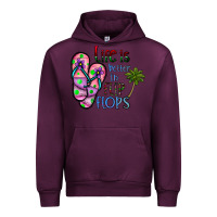 Mauve Wine life is better İn flip flops Urban Hoodie - CowhideDigitalArt