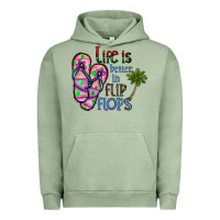 Pigment Oil Green life is better İn flip flops Urban Hoodie - CowhideDigitalArt