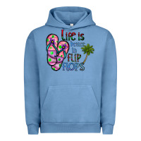 Pigment Pebble Blue life is better İn flip flops Urban Hoodie - CowhideDigitalArt