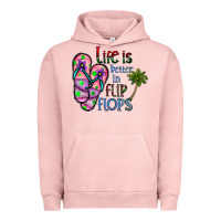 Pigment Salmon life is better İn flip flops Urban Hoodie - CowhideDigitalArt