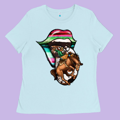 Serape Cowboy Tongue Ladies Tee Designed By Jasminsmagicworld