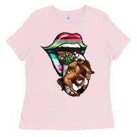 Bubblegum Pink Serape Cowboy Tongue Ladies Tee - Jasminsmagicworld