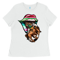 White Serape Cowboy Tongue Ladies Tee - Jasminsmagicworld