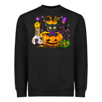 Black Black cat pumpkin Heavyweight Sweatshirt - NancyCooperArtShop