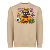 Black Cat Pumpkin Heavyweight Sweatshirt | Teevron