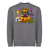 Storm Black cat pumpkin Heavyweight Sweatshirt - NancyCooperArtShop
