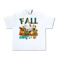 White Fall Vibes Chicken Urban Heavy Tee - LillyAllenDesigns