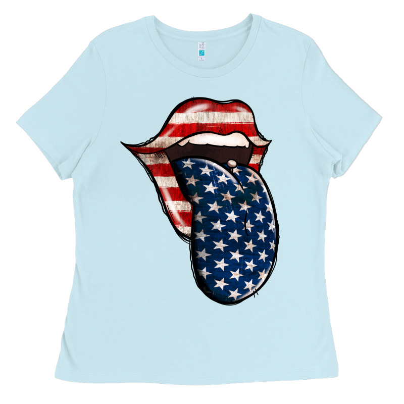 America 4th Of July Tongue Ladies Tee by Jasminsmagicworld | Teevron