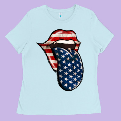 America 4th Of July Tongue Ladies Tee Designed By Jasminsmagicworld