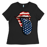 Black America 4th Of July Tongue Ladies Tee - Jasminsmagicworld
