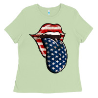 Matcha America 4th Of July Tongue Ladies Tee - Jasminsmagicworld