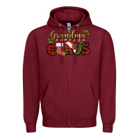 Burgundy Grandma claus with christmas gift sock mother's Zipper Hoodie - HowdyJamesFarm