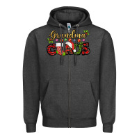 Charcoal Heather Grandma claus with christmas gift sock mother's Zipper Hoodie - HowdyJamesFarm