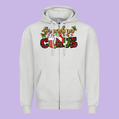 Grandma Claus With Christmas Gift Sock Mother's Zipper Hoodie Designed By Howdyjamesfarm