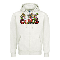 Oatmeal Heather Grandma claus with christmas gift sock mother's Zipper Hoodie - HowdyJamesFarm