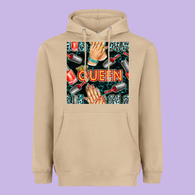 Nail Queen Hand And Polish With Lights And Leopard Seamless Pattern Bb Heavyweight Hoodie Designed By Bundleandbundleshop