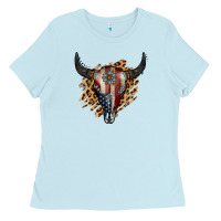Baby Blue American Bull Skull Ladies Tee - Jasminsmagicworld