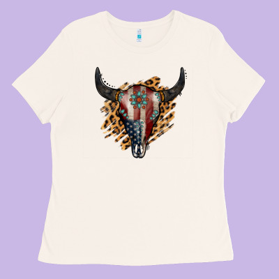 American Bull Skull Ladies Tee Designed By Jasminsmagicworld
