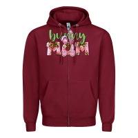 Burgundy Happy Easter Bunny Mom Zipper Hoodie - CowGirlArtShop