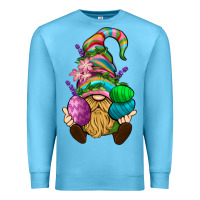 Ocean Blue Easter Holding Eggs Gnome Premium Sweatshirt - BundleAndBundleShop
