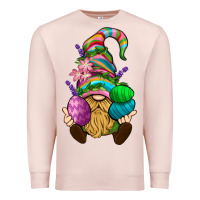 Pale Pink Easter Holding Eggs Gnome Premium Sweatshirt - BundleAndBundleShop