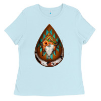 Baby Blue aztec bullskull teardrop earrings Ladies Tee - Jasminsmagicworld
